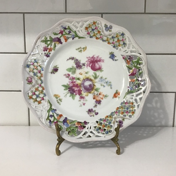 Vintage Schumann Bavaria With Flowers Pattern Reticulated Plate - Picture 1 of 7